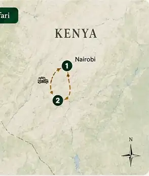 Route map for 1-Day Nairobi Wildlife & Cultural Discovery Safari Tour in the City